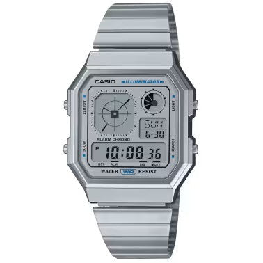 Relógio Digital Casio Prateado e Azul - A130WE-7A
