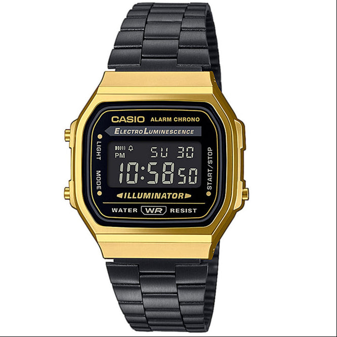 Relógio Digital Casio Dourado e Preto - A168WEGB-1B