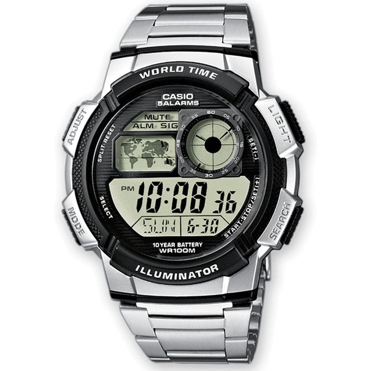 Relógio Digital Casio World Time Prateado - AE-1000WD-1A