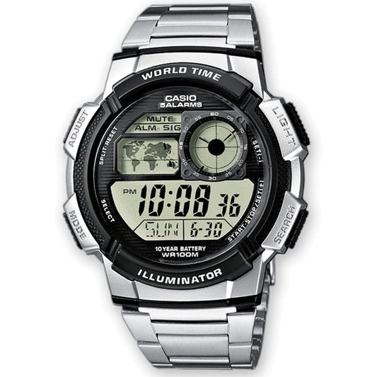 Relógio Digital Casio World Time Prateado - AE-1000WD-1A