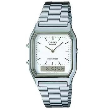 Relógio Casio Prateado com Mostrador Branco - AQ-230A-7DMQ