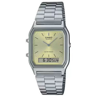 Relógio Casio Prateado com Mostrador Dourado - AQ-230A-9AMQY