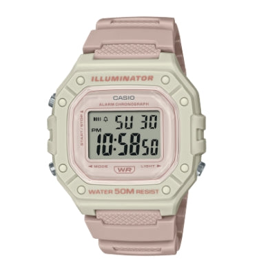 Relógio Digital Casio Rosa e Bege - W-218HC-4A2