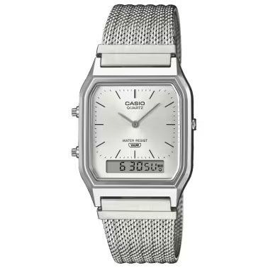 Relógio Casio Prateado com Bracelete de Malha - AQ-230EM-7A